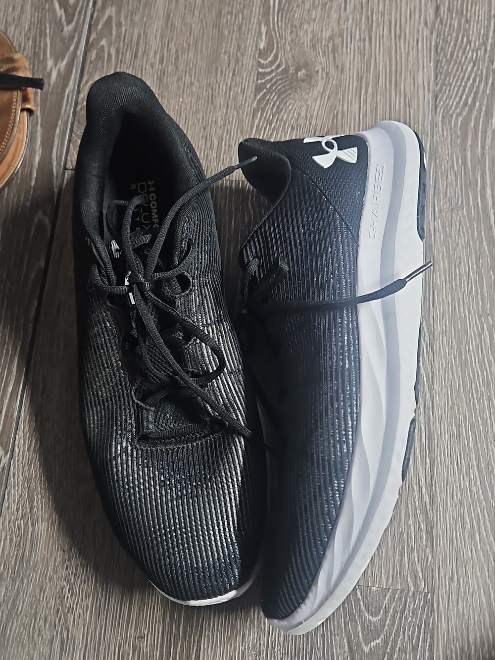 Under Armour Men’s Black and White Athletic Running Shoes
